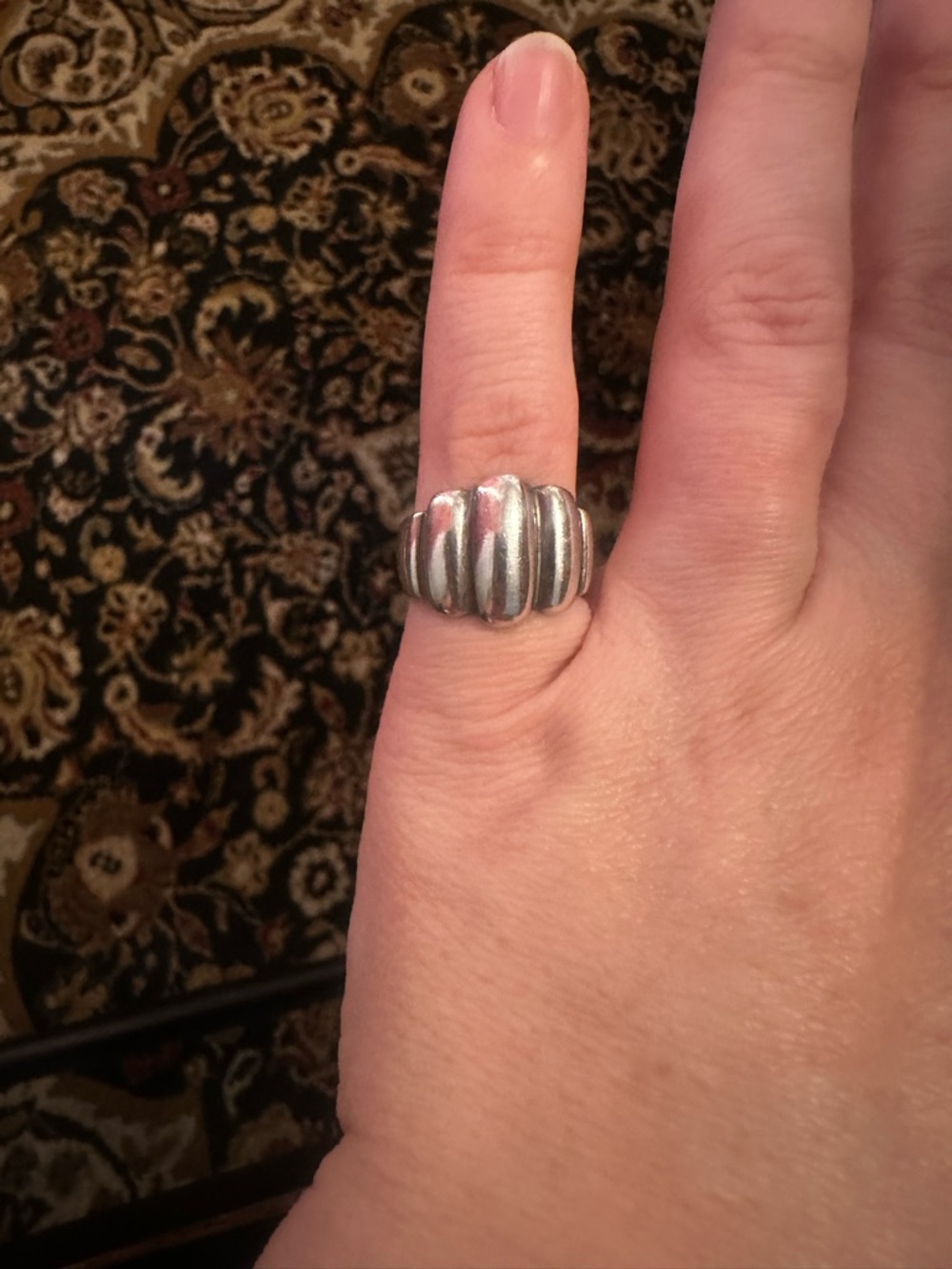 Sterling Silver Ribbed  Ring Size 7